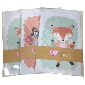 Party Favor Paper Gift Bags Treat Sacks Forest Friends Fox Raccoon 24 Total